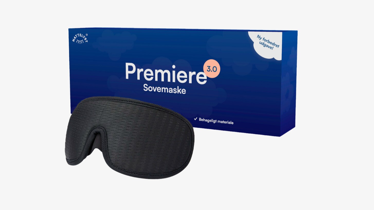 Produktbillede af Premiere Sovemaske 3.0 inklusiv opbevaringskasse, en sort sovemaske