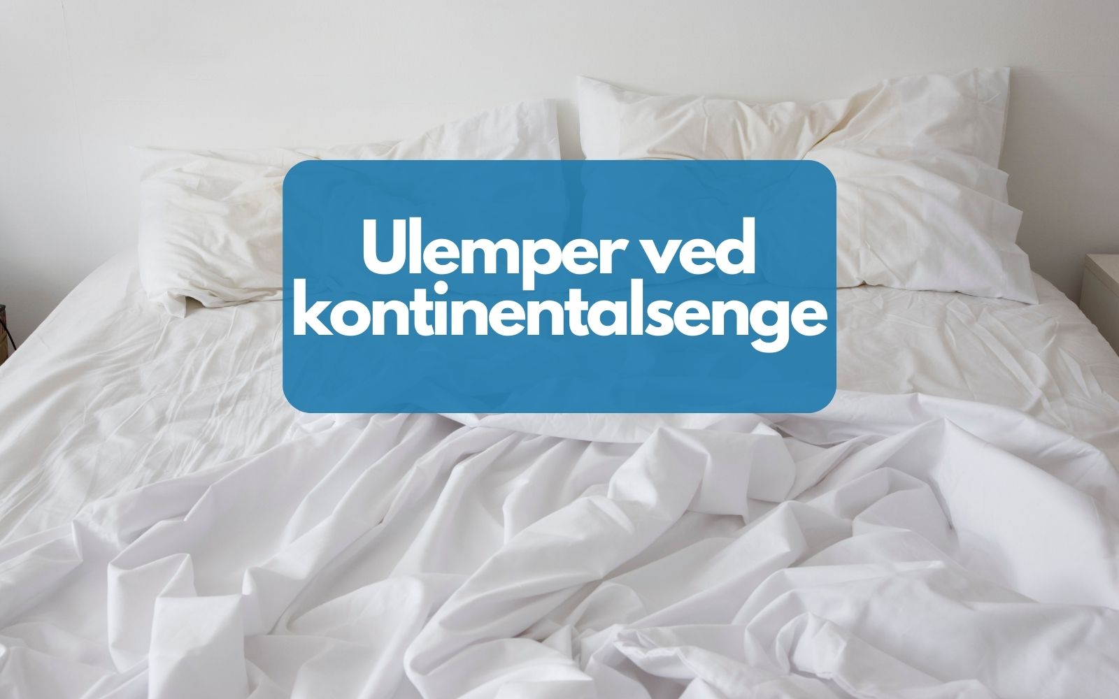 Et billede af en seng med teksten "Ulemper ved kontinentalsenge"