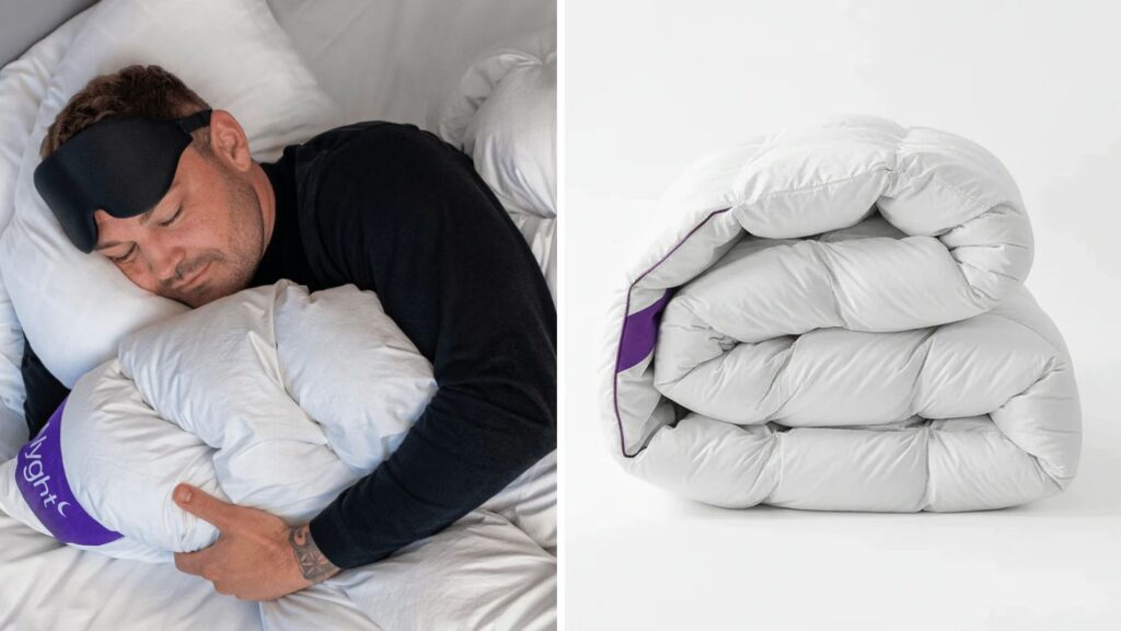 Billede af mand som sover med HybridDuvet tyngdedynen